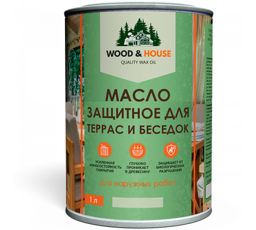 Заказать МАСЛО ЗАЩИТНОЕ ДЛЯ ТЕРРАС И БЕСЕДОК WOOD & HOUSE в Южно-Сахалинске, Сахалинская область